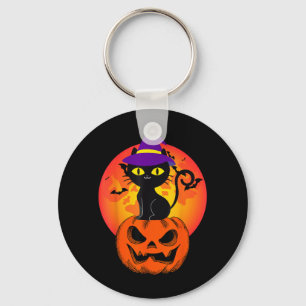 Cute Halloween Black Cat Witch Hat Pumpkin For Key Ring