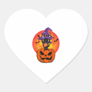 Cute Halloween Black Cat Witch Hat Pumpkin For Kid Heart Sticker