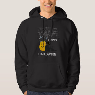 Cute Halloween Black Cat Witch Hat Pumpkin For Kid Hoodie