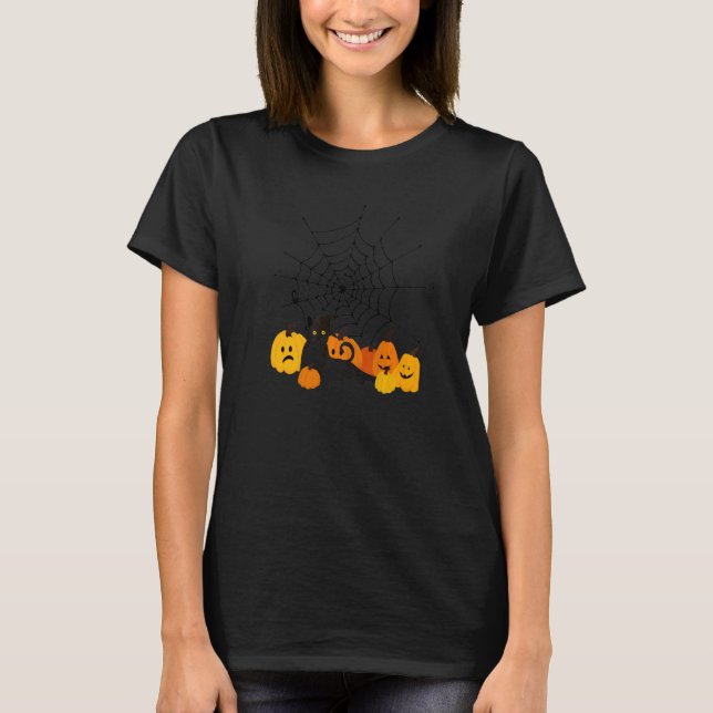 Cute Halloween Black Cat Witch Hat Pumpkin For Kid T-Shirt (Front)