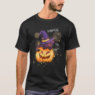 Cute Halloween black cat witch Pumpkin for Girls k T-Shirt