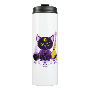 Cute Halloween Black Cat Witch Thermal Tumbler