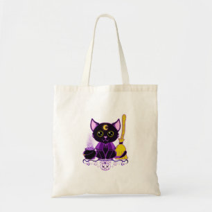 Cute Halloween Black Cat Witch Tote Bag