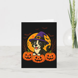 Cute Halloween Black Dog With Witch Hat And Card