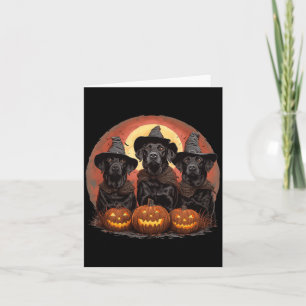 Cute Halloween Black Labrador Retriever Dogs Witch Card