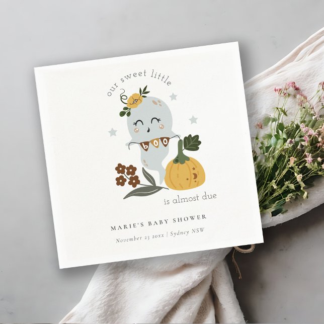 Cute Halloween Blush Ghost Little Boo Baby Shower Napkin (Creator Uploaded)