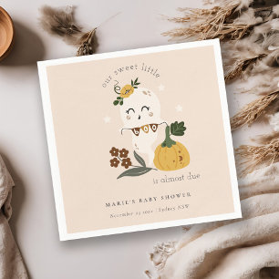 Cute Halloween Blush Ghost Little Boo Baby Shower Napkin