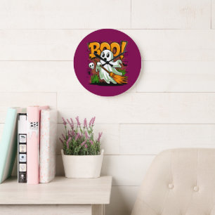 Cute Halloween Boo Ghost Large Clock