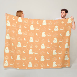 Cute Halloween Boo Ghost Pattern    Fleece Blanket