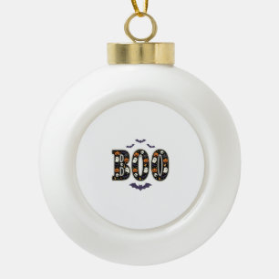 Cute Halloween Boo Ghost Pumpkin Design Ceramic Ball Christmas Ornament
