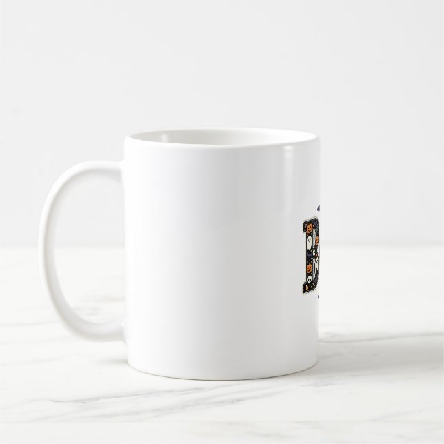 Cute Halloween Boo Ghost Pumpkin Design Coffee Mug (Left)