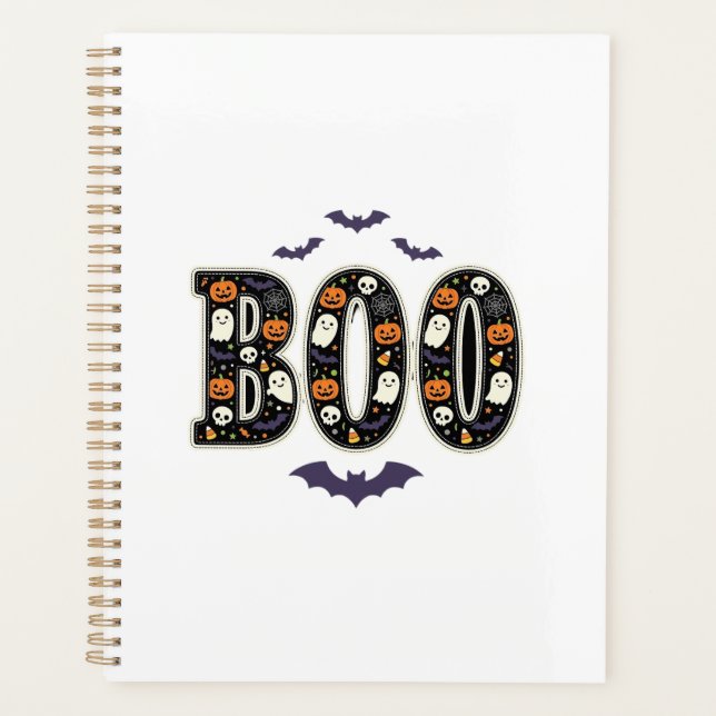 Cute Halloween Boo Ghost Pumpkin Design Planner (Front)