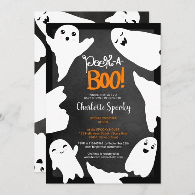 Cute Halloween boo ghosts baby shower Invitation (Front/Back)