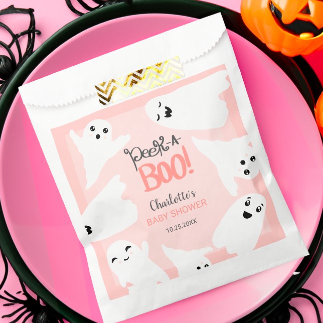 Cute Halloween boo ghosts pink baby shower  Favour Bag (Cute Halloween boo ghosts pink baby shower Favor Bag)