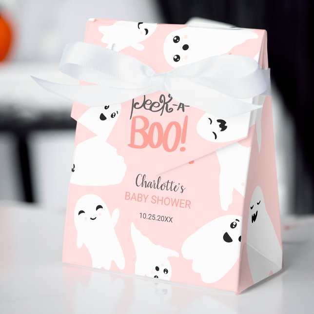 Cute Halloween boo ghosts pink baby shower  Favour Box (Cute Halloween boo ghosts pink baby shower Favor Box)