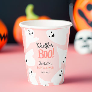 Cute Halloween boo ghosts pink baby shower Paper Cups