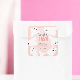 Cute Halloween boo ghosts pink baby shower  Square Sticker