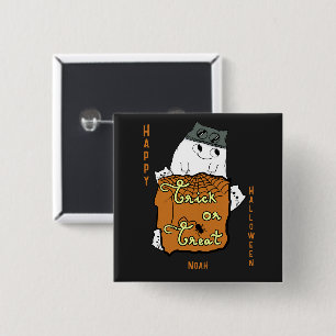 Cute Halloween Boo - Trick or Treat Halloween  15 Cm Square Badge