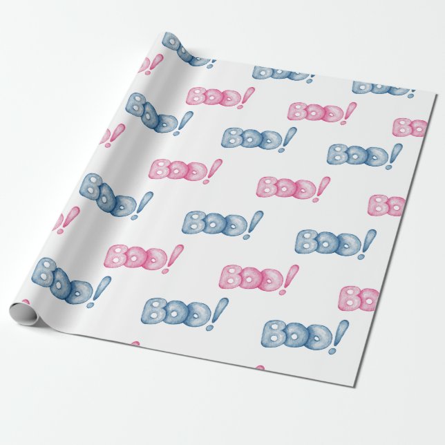 Cute Halloween Boo Wrapping Paper (Unrolled)