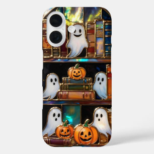 Cute Halloween Bookshelf Phone Case Pumpkin Ghost