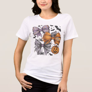 Cute Halloween Bow T-Shirt – Purple Starry Bow, Tri-Blend Shirt