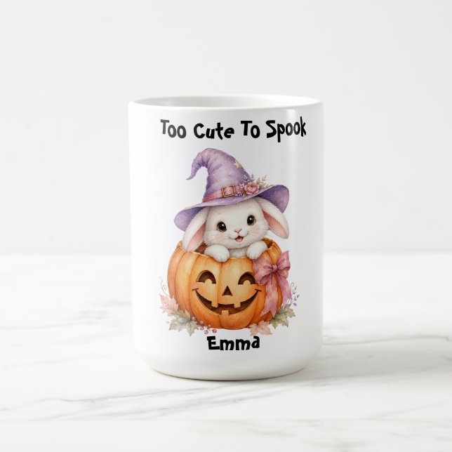 Cute Halloween Bunny Pumpkin  Custom Name Mug (Center)