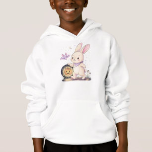 Cute Halloween Bunny with Pumpkin Lantern and Bat 