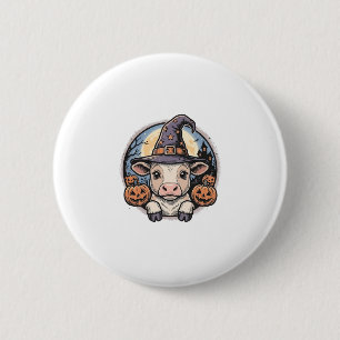 Cute Halloween Calf Witch Hat Vintage Engraving De 6 Cm Round Badge