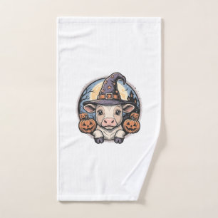 Cute Halloween Calf Witch Hat Vintage Engraving De Hand Towel