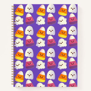 Cute Halloween Candy And Ghost Pattern Notebook