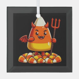 Cute Halloween candy corn monster Glass Tree Decoration