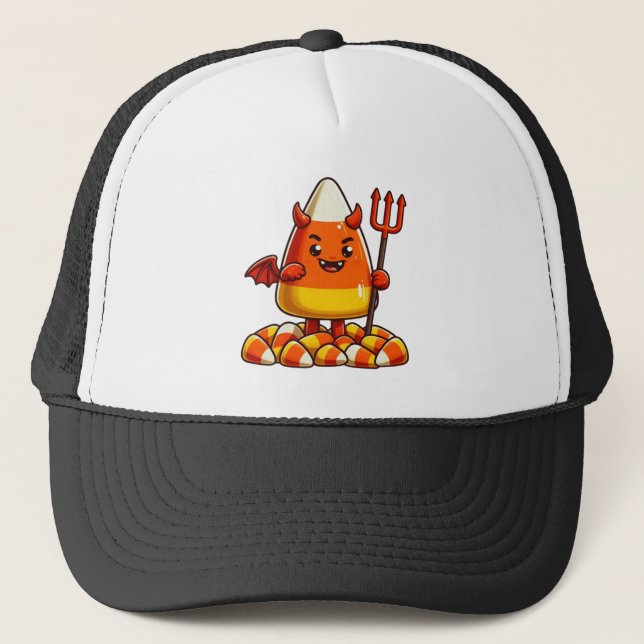 Cute Halloween candy corn monster Trucker Hat (Front)
