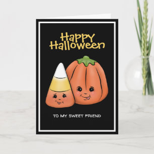Cute Halloween Candy Corn & Pumpkin  Card