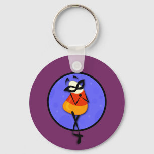 CUTE HALLOWEEN CANDY CORN ROUND BUTTON KEY CHAIN