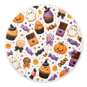 Cute Halloween Candy Pattern Kawaii Pumpkins Ceramic Knob