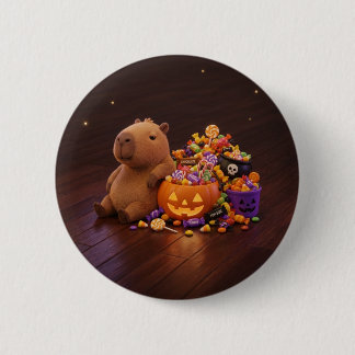 Cute Halloween Capybara Treat Button Pin