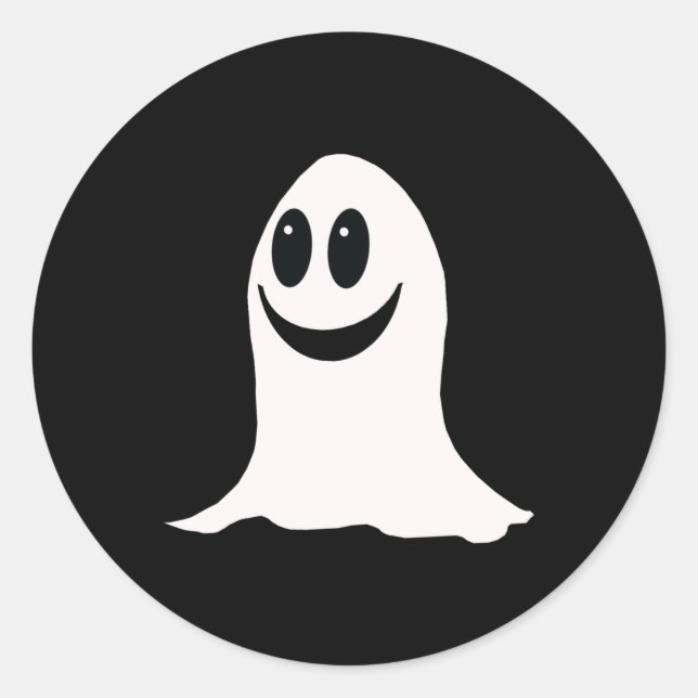 Cute Halloween Cartoon Ghost Classic Round Sticker (Front)