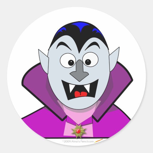 Cute Halloween Cartoon Vampire Classic Round Sticker (Front)