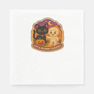 Cute Halloween Cat and Mummy Embroidery Patch Stic Napkin