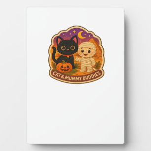 Cute Halloween Cat and Mummy Embroidery Patch Stic Plaque