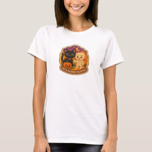 Cute Halloween Cat and Mummy Embroidery Patch Stic T-Shirt