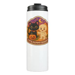 Cute Halloween Cat and Mummy Embroidery Patch Stic Thermal Tumbler