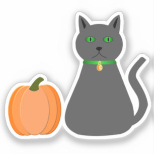 Cute Halloween Cat and Pumpkin