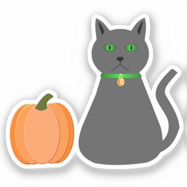 Cute Halloween Cat and Pumpkin (Front)