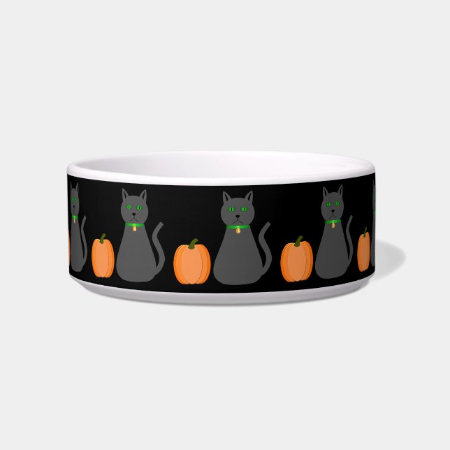 Cute Halloween Cat and Pumpkin Bowl (Front)