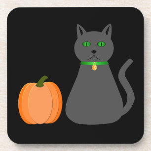 Cute Halloween Cat and Pumpkin Coaster