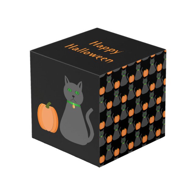 Cute Halloween Cat and Pumpkin Custom Cube (Front Angled)
