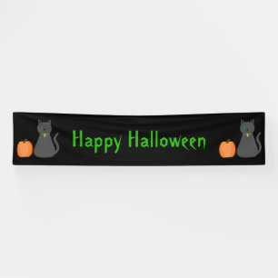Cute Halloween Cat and Pumpkin Custom Party Banner