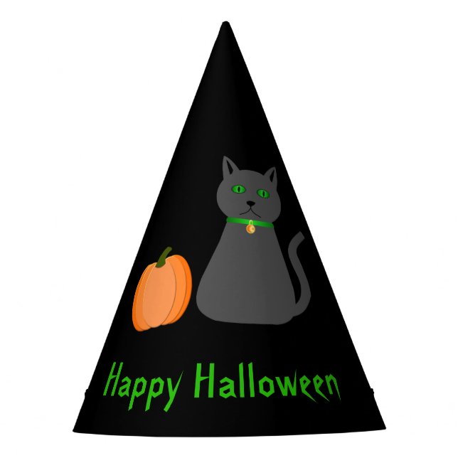 Cute Halloween Cat and Pumpkin Custom Party Hat (Front)