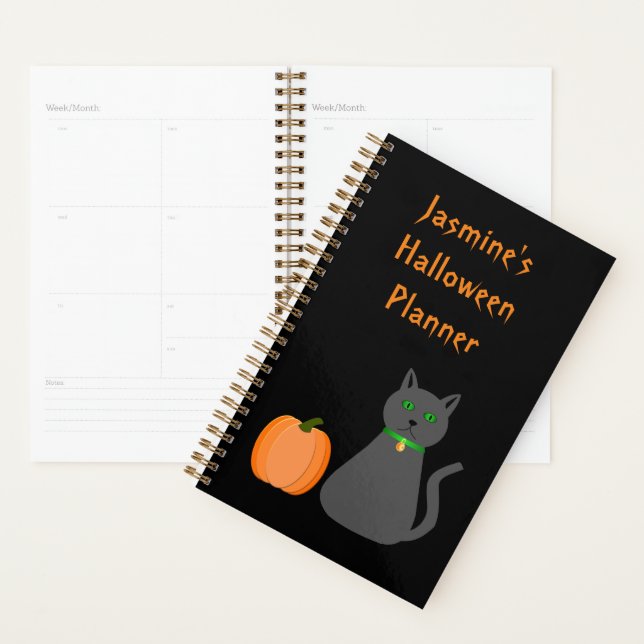 Cute Halloween Cat and Pumpkin Custom Planner (Display)